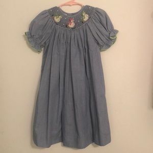 Smocked Christmas dress 4T - 3 ice skating snowmen